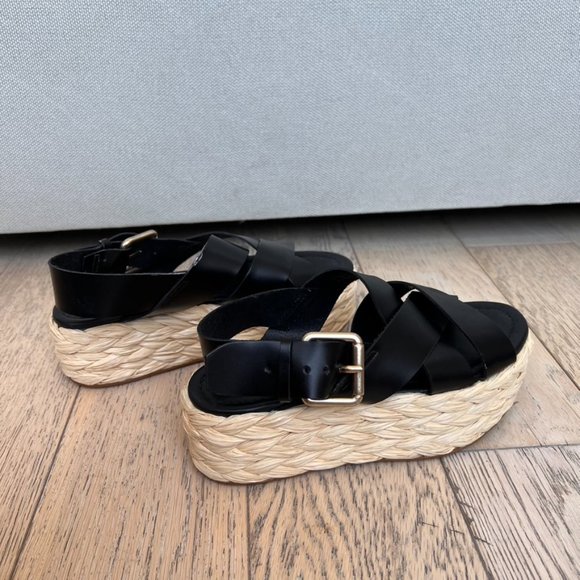 Zara Black and Tan Platform Sandals - Picture 5 of 6